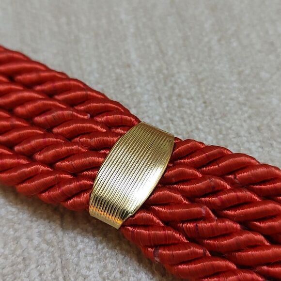 Red Braided Rope Belt with Gold Hook Closure - Picture 5 of 8